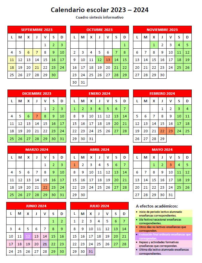Calendario Escolar 2023-24