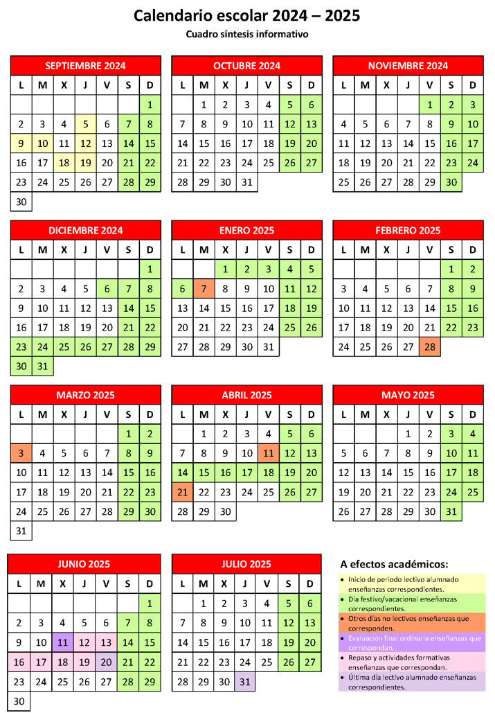 Calendario 2024-25